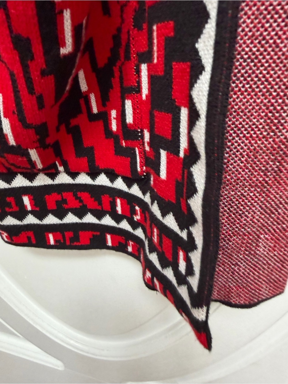 Hayley Menzies Red Patterned Open-Front Women's Cardigan Sweater M - Picture 5 of 6